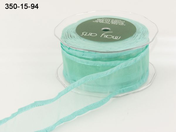 Ruban transparent  volant TURQUOISE large